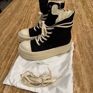Rick Owens Black and White High-Top Sneakers